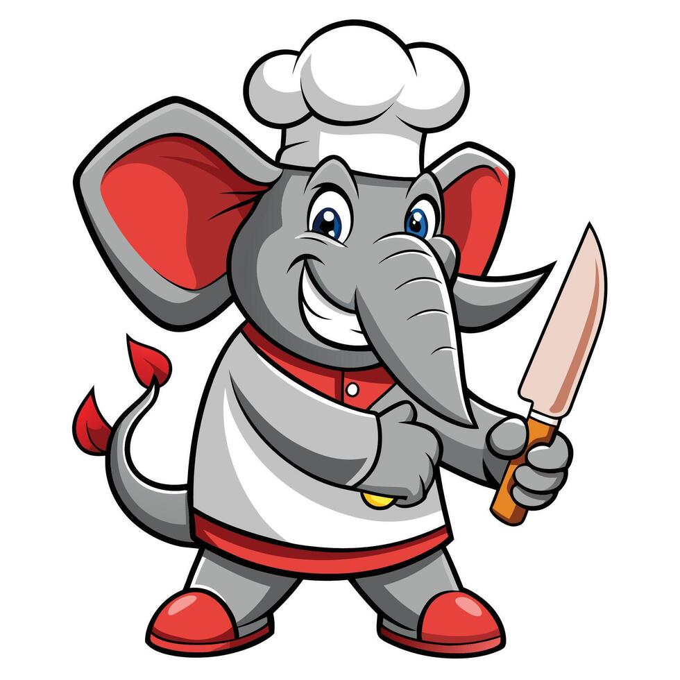 Chef Elephant Cartoon Mascot vector