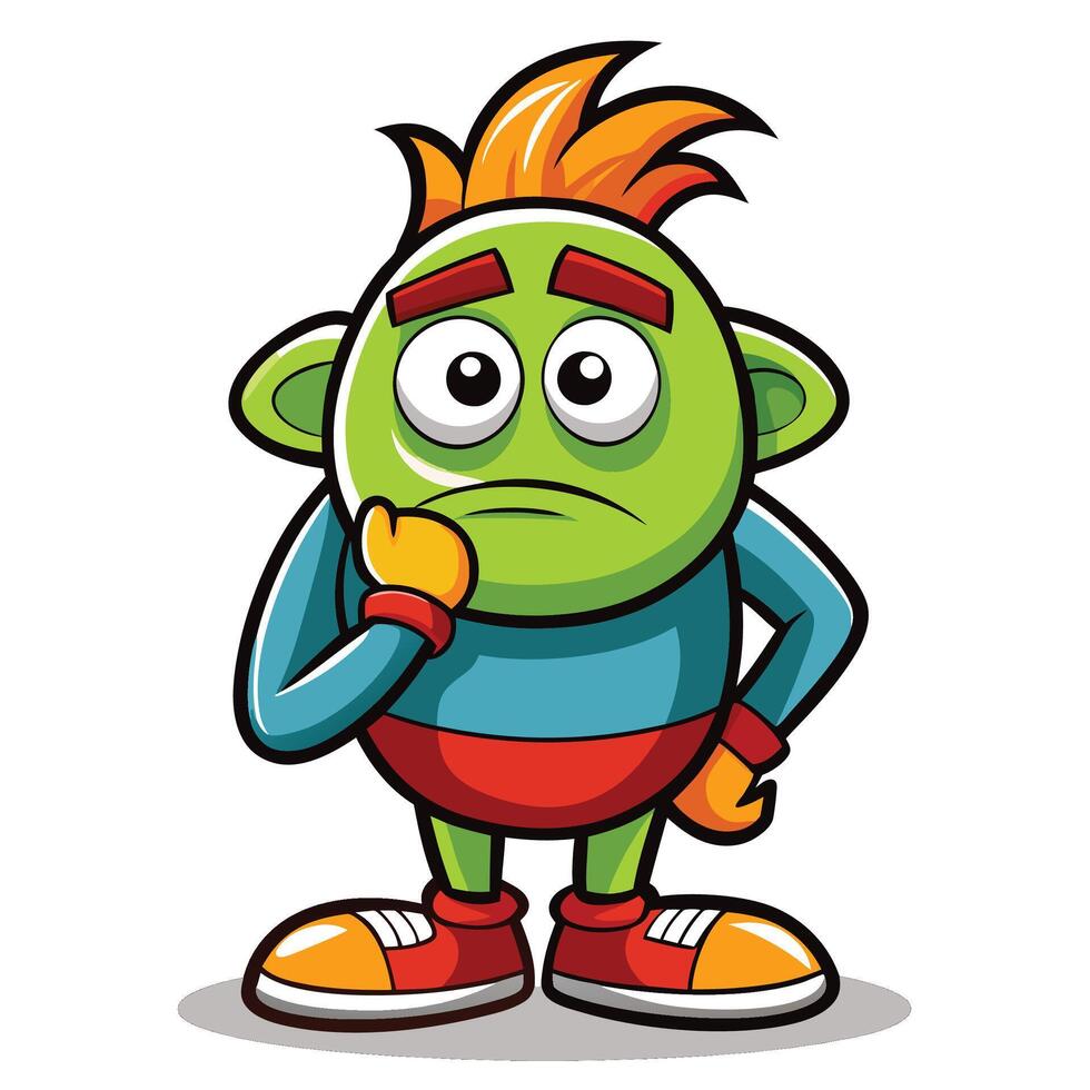 Confused and thoughtful cartoon character vector
