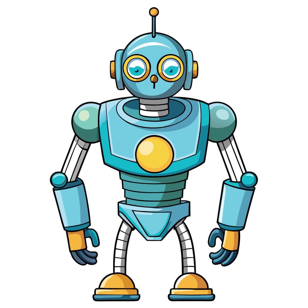 Cool light-blue robot with antenna and round eyes vector
