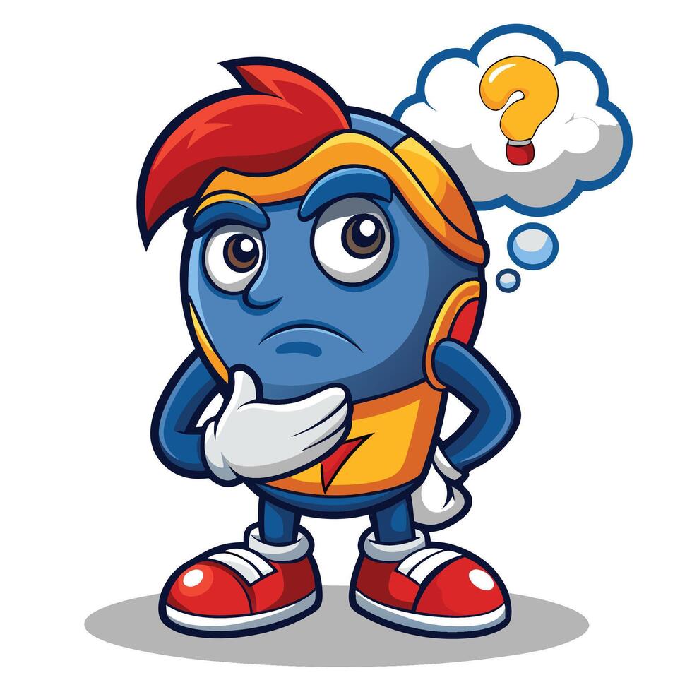 Confused cartoon character pondering a question vector