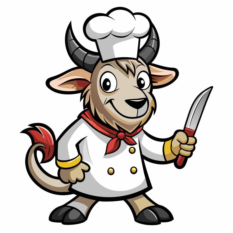 Cute animal chef holding a knife vector