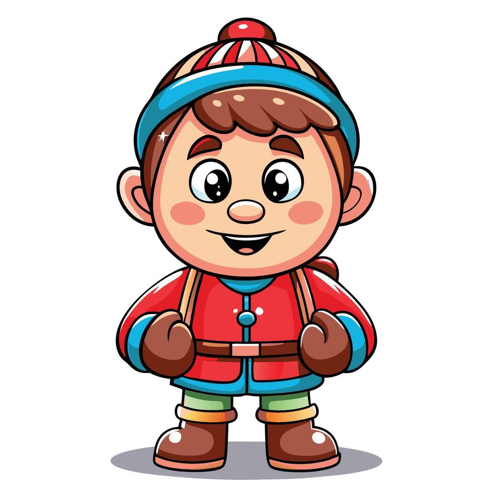 Cute cartoon boy in winter outfit vector