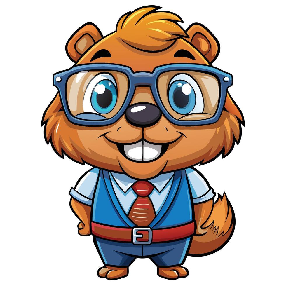 Cute cartoon animal wearing glasses and a suit vector