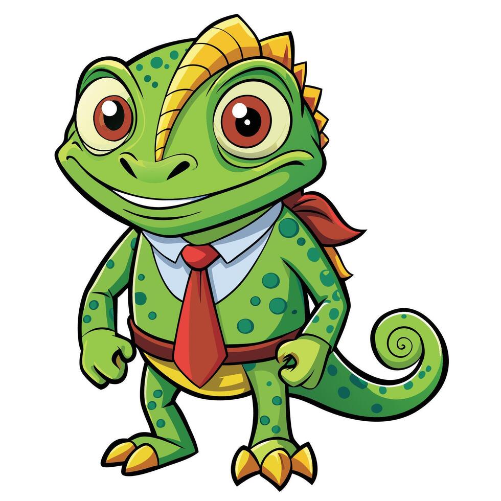 Cute cartoon chameleon in business attire vector