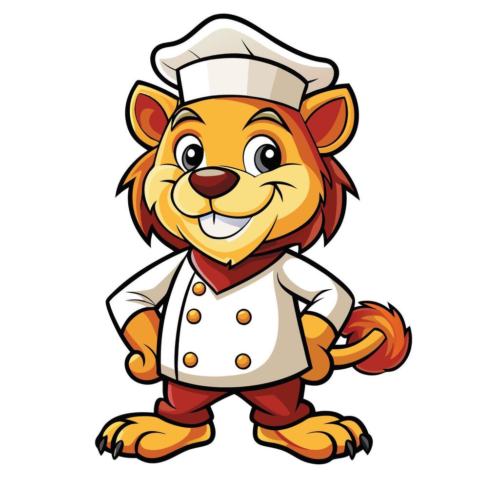 Cute cartoon lion chef vector