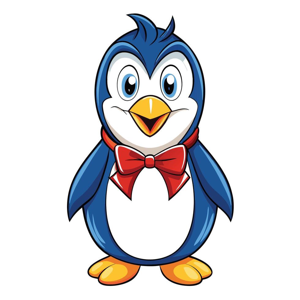 Cute cartoon penguin with a bow tie vector