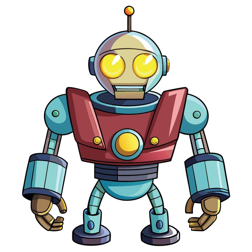 cartoon robot white background vector