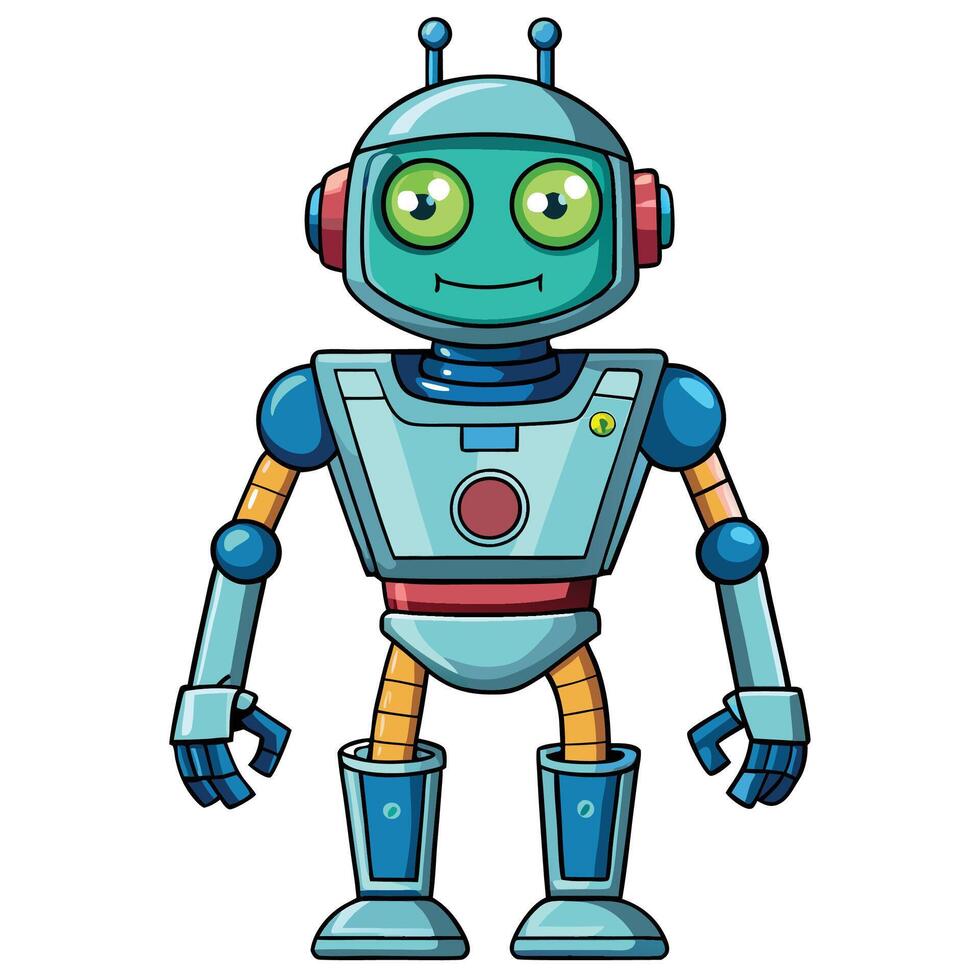 Cute cartoon robot with friendly expression vector