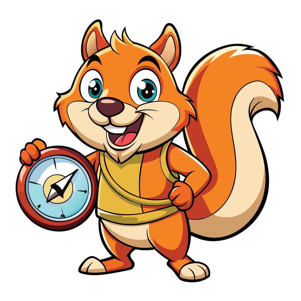 Cute cartoon squirrel holding a compass vector