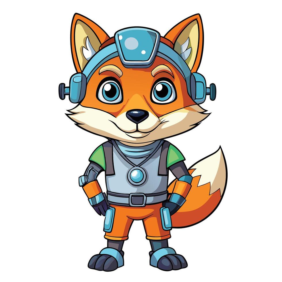 Cute fox character in futuristic gear vector