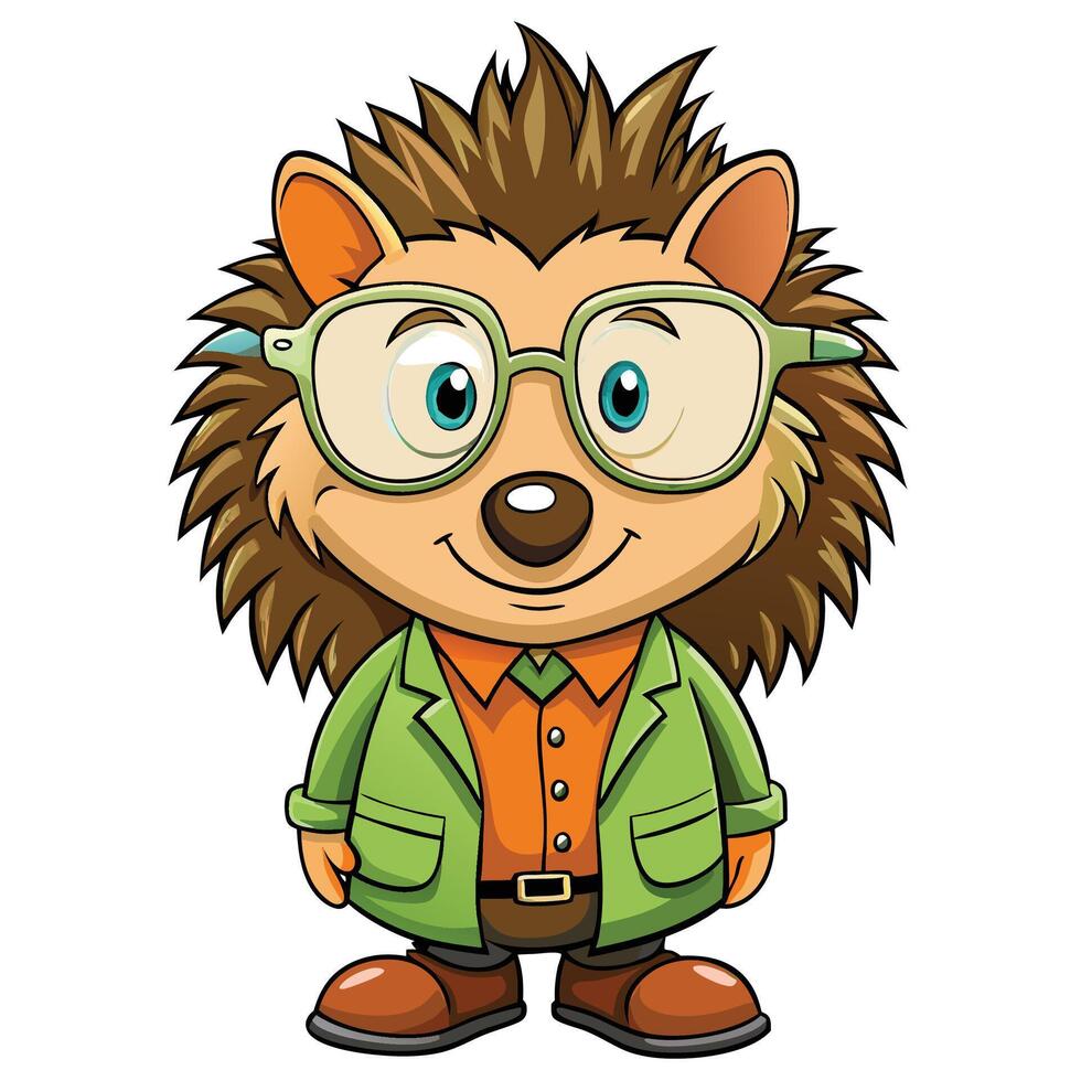 Cute Hedgehog in Glasses and a Jacket vector