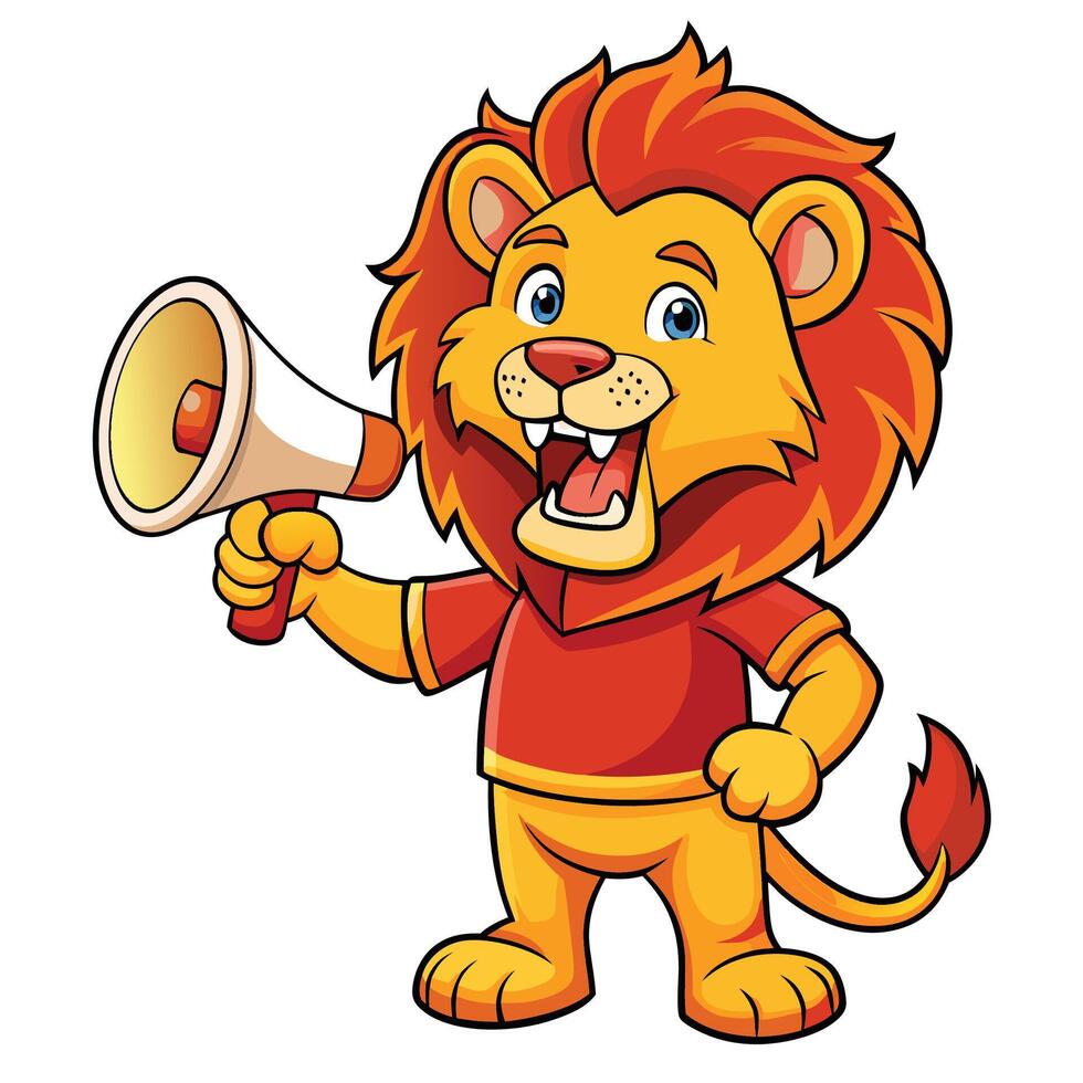 lion with megaphone white background , vector