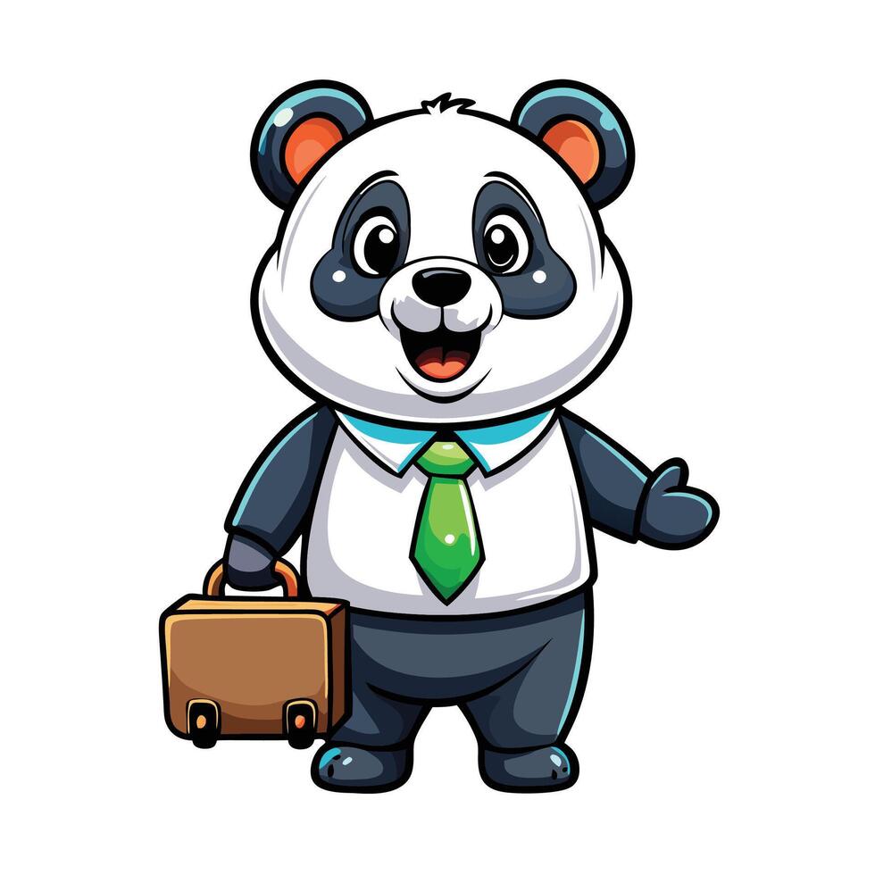 Cute panda in business attire carrying a briefcase vector