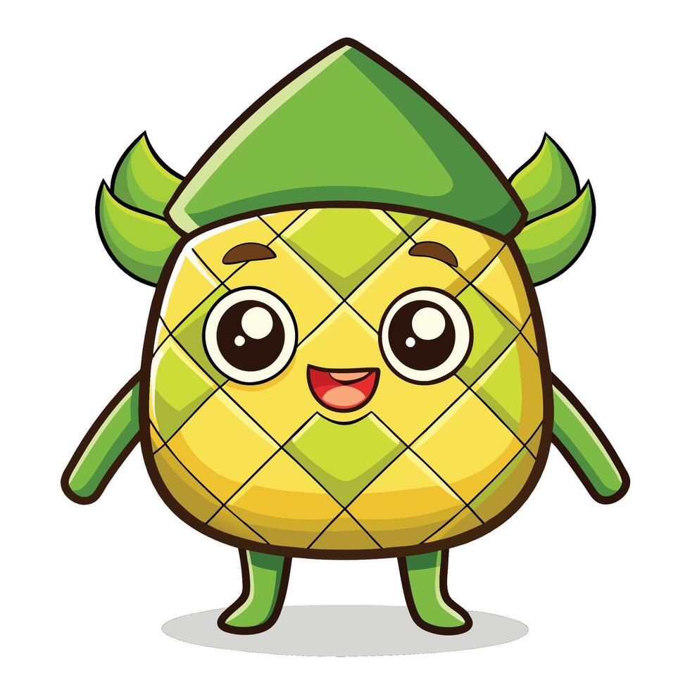 Cute pineapple character with a hat vector