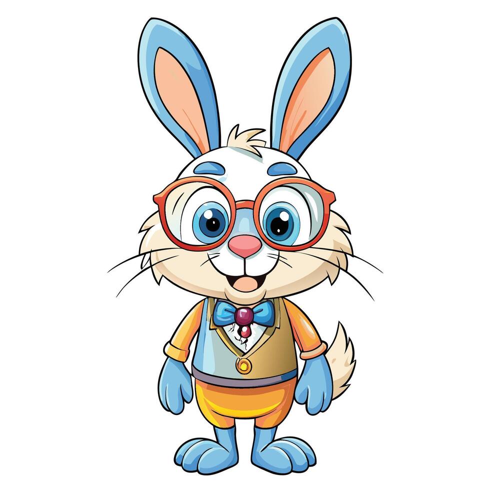 Cute rabbit wearing glasses and bowtie vector