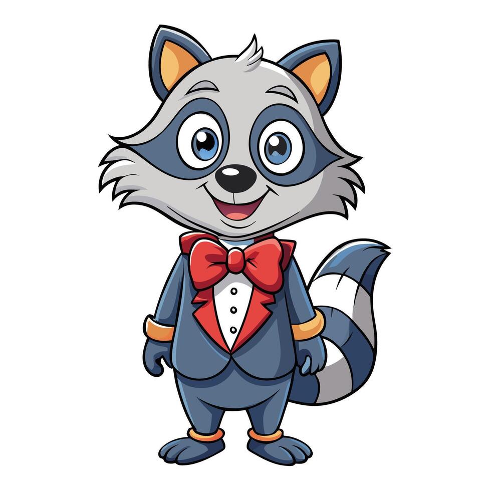 Cute raccoon wearing a tuxedo vector