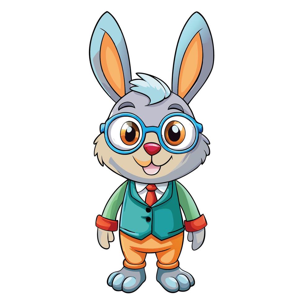 Cute rabbit wearing glasses and suit vector