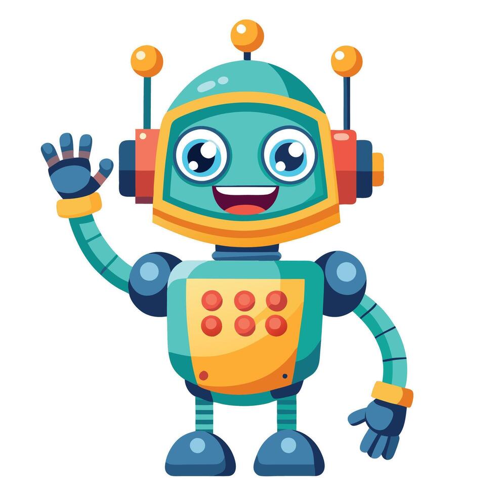 Cute robot waving vector