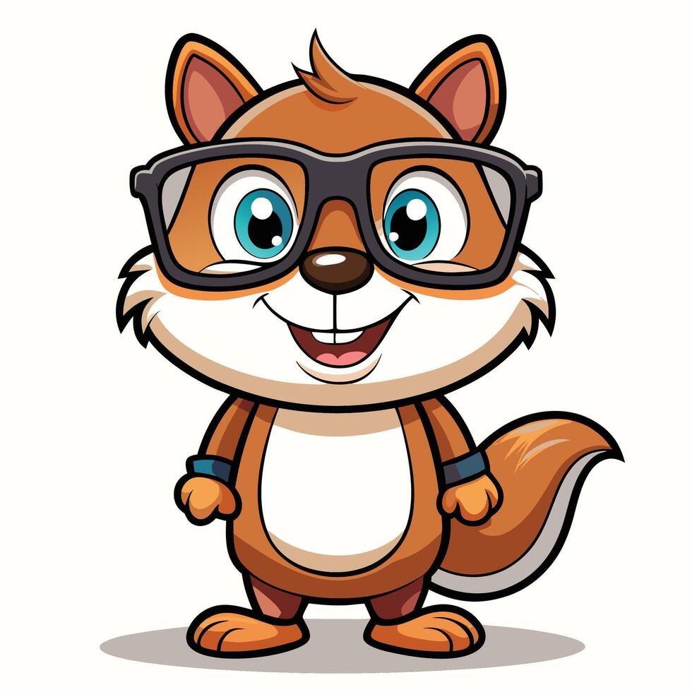 Cute Squirrel with Glasses vector