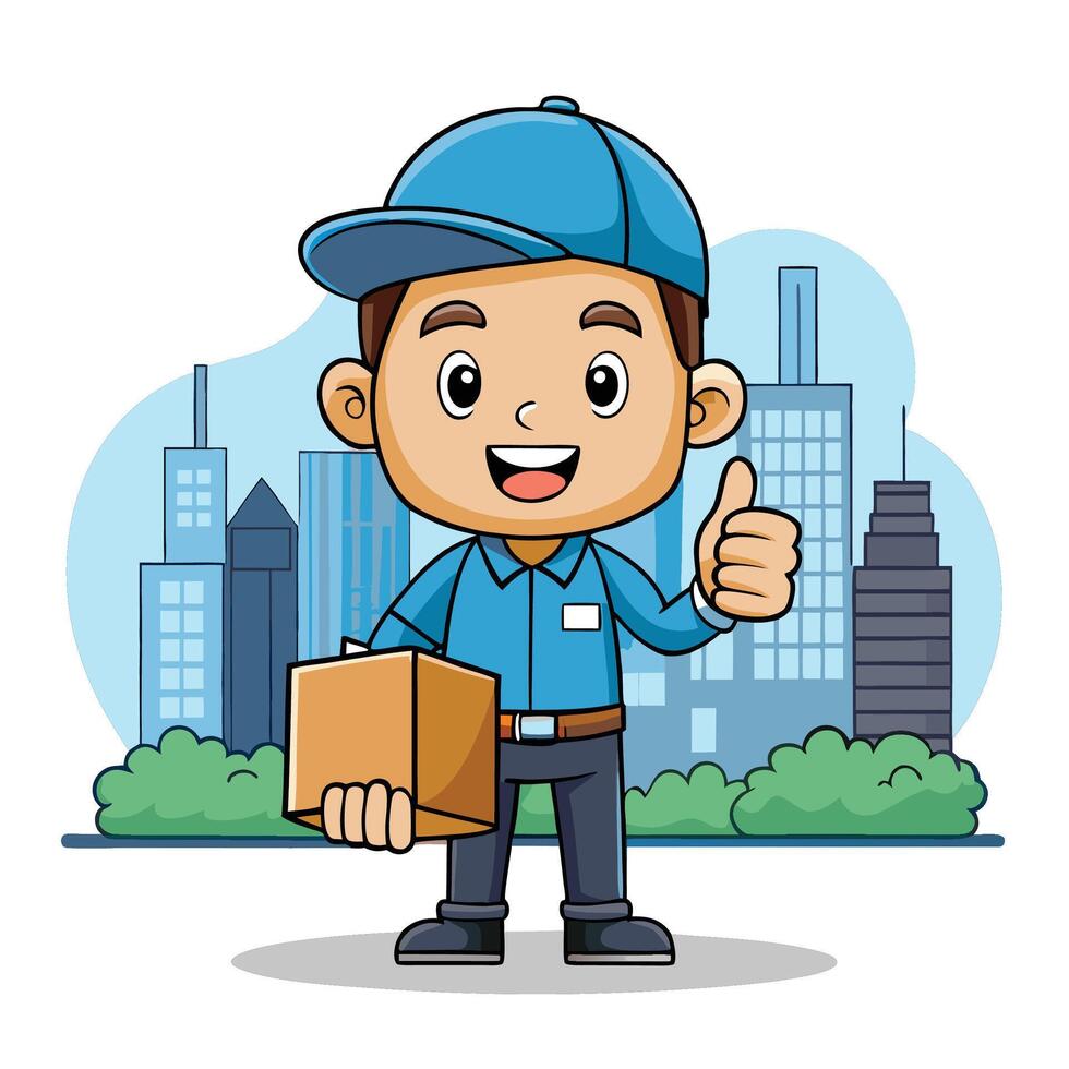 Delivery Person with Package vector