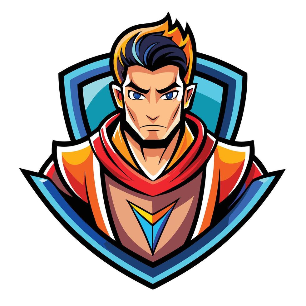 Fierce warrior emblem with vibrant colors vector