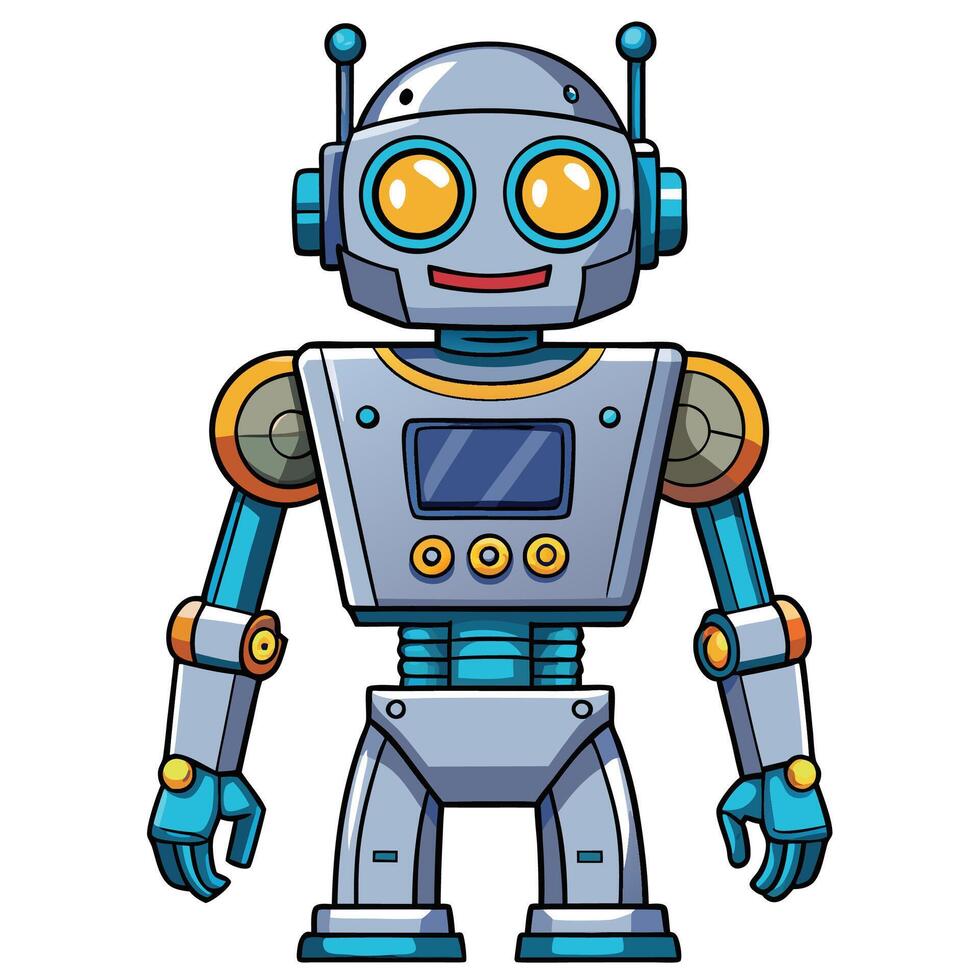 Friendly robot with expressive features vector