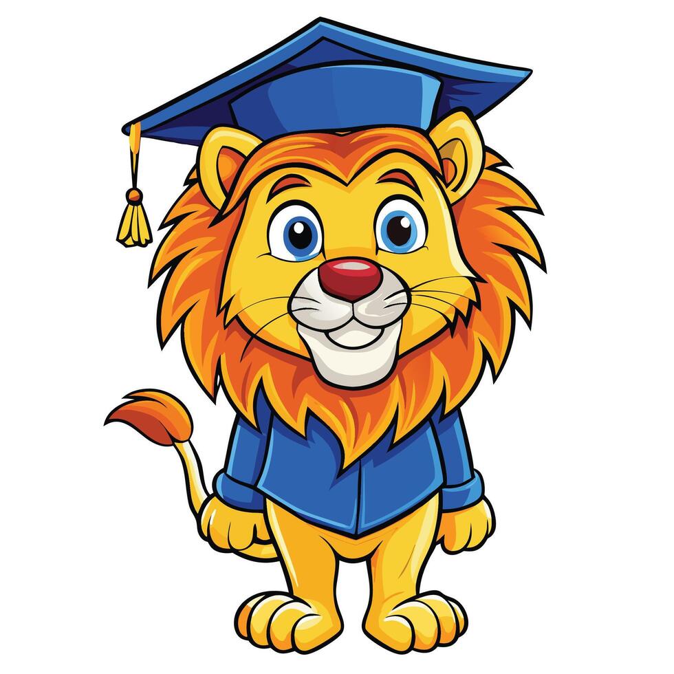 Graduating Lion Cartoon vector