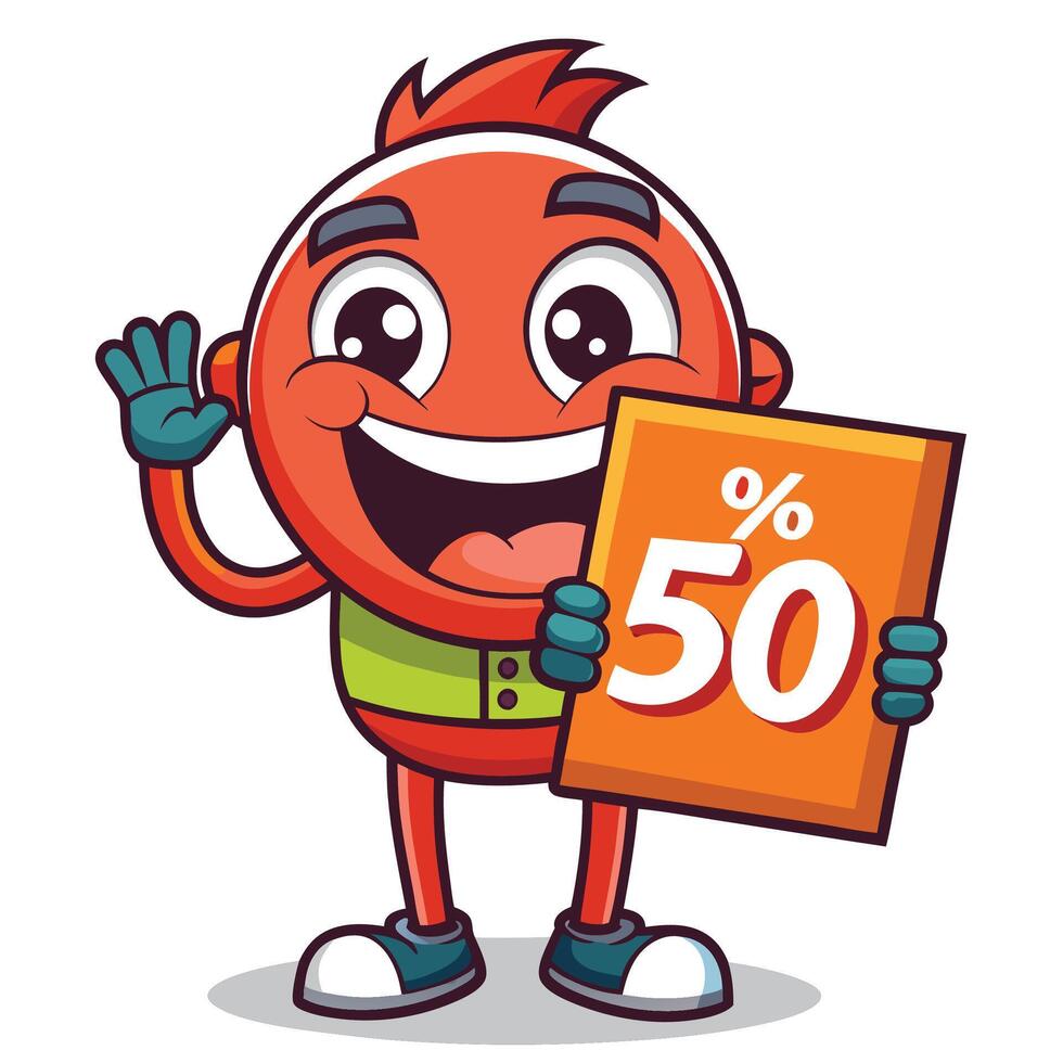 Happy cartoon character holding a off sign vector