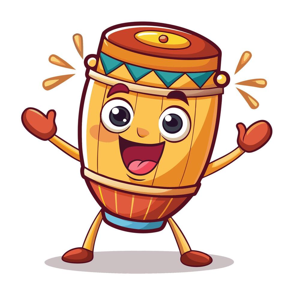 Happy Cartoon Drum Character vector
