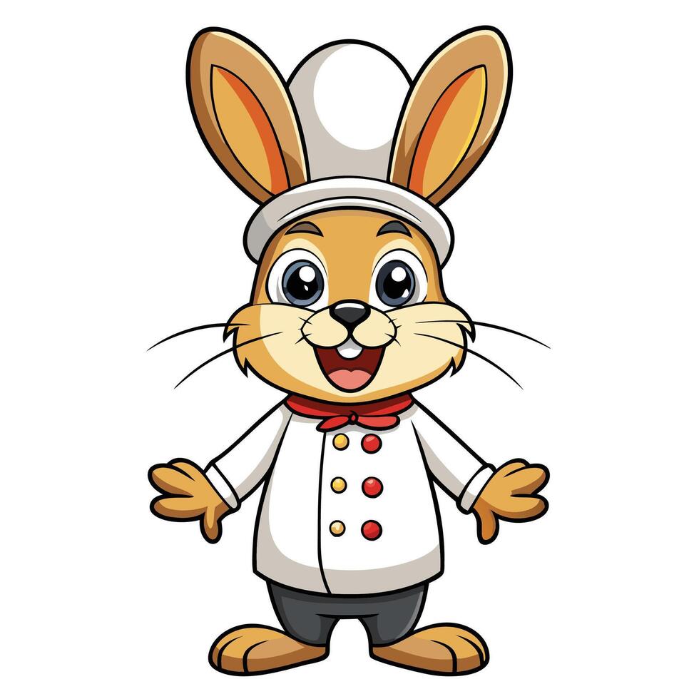 Happy chef bunny in cartoon style vector
