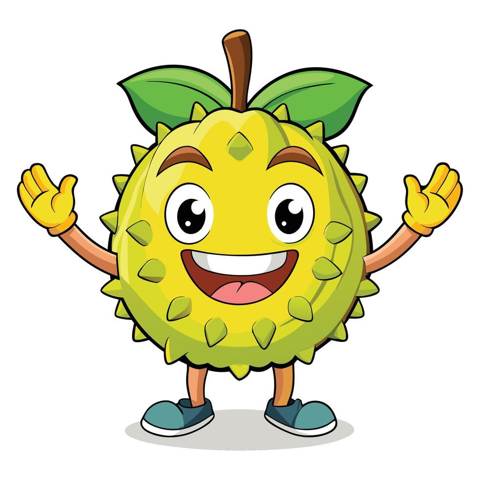 Happy durian fruit cartoon character vector