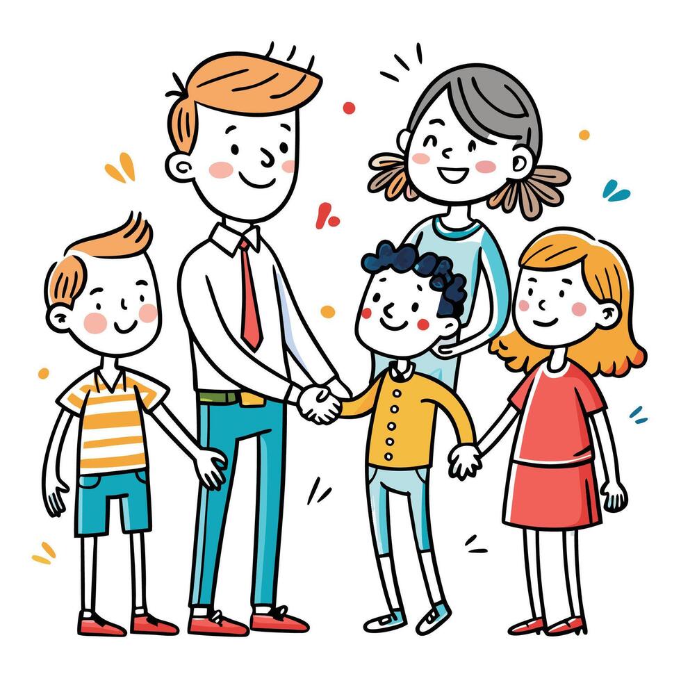 Happy Family Shaking Hands vector