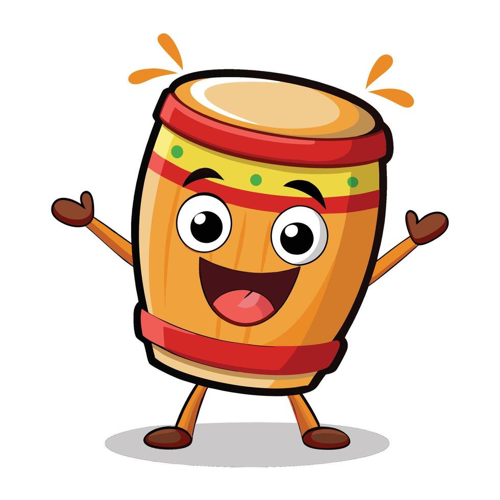 cartoon drum character arms and legs white background vector