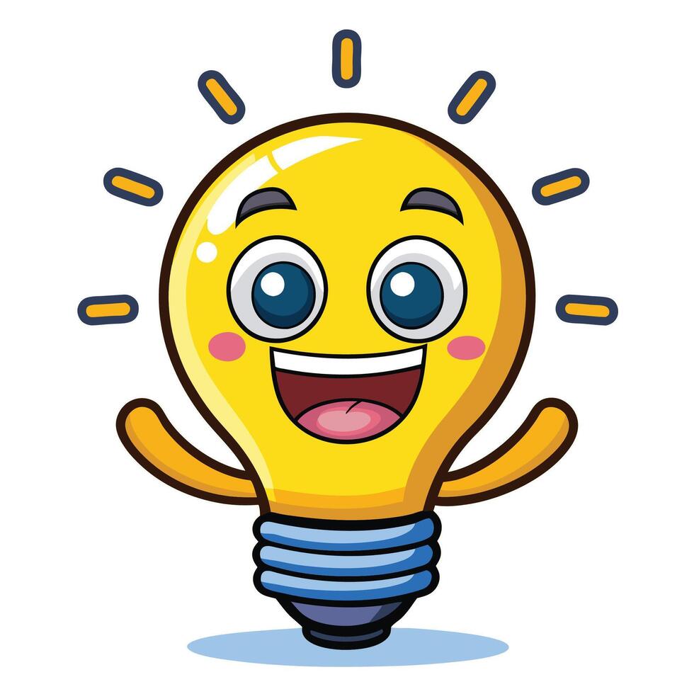 a cartoon light bulb with a smile on its face vector
