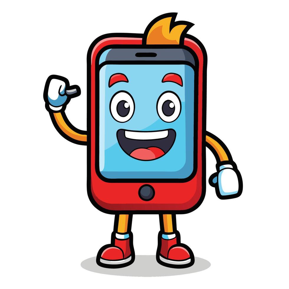 Happy smartphone character vector