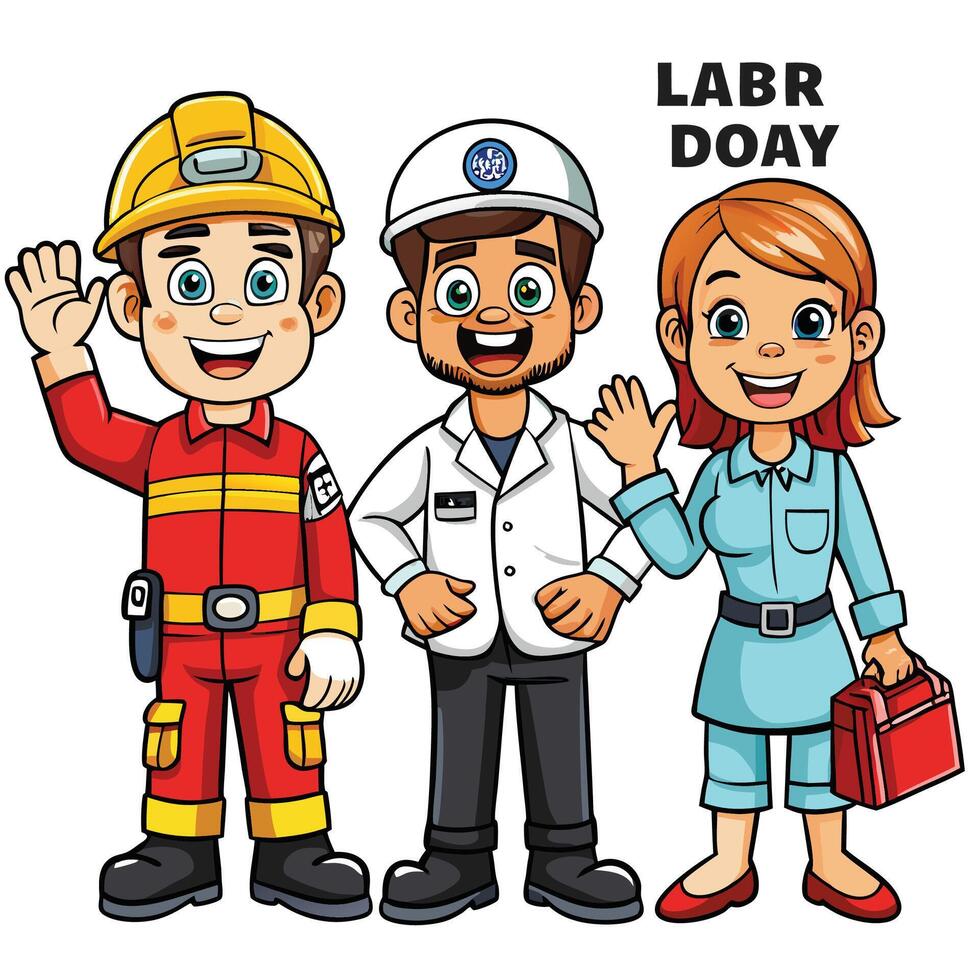 Happy workers on Labor Day vector