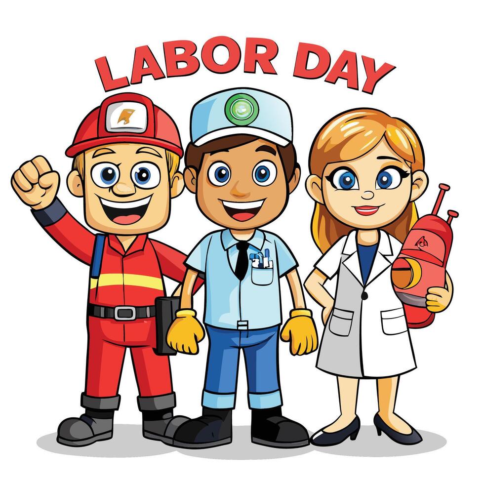 Labor Day illustration of diverse workers vector