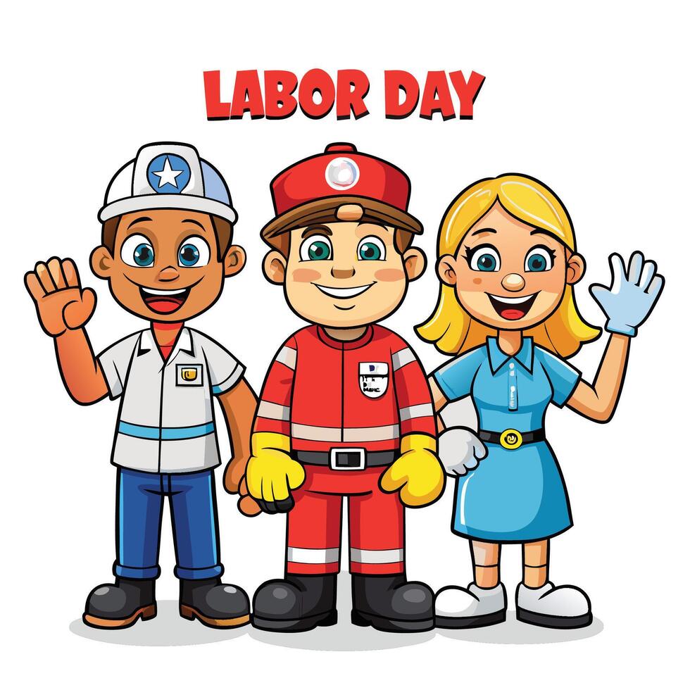 Labor Day illustration of workers vector
