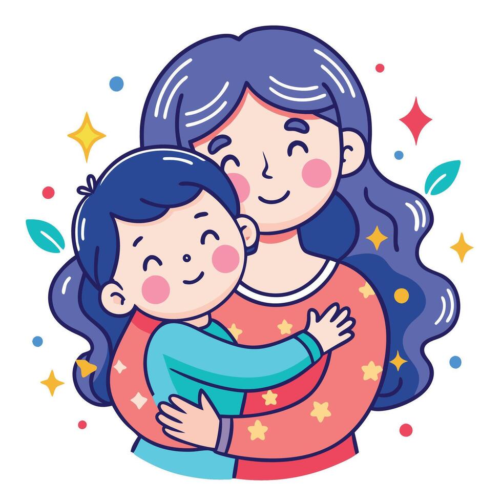 Mother and child embracing vector