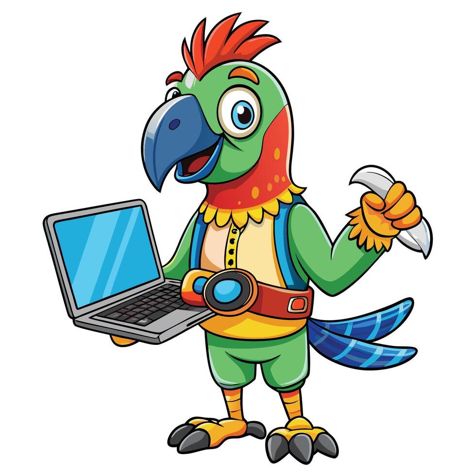 Parrot with Laptop vector