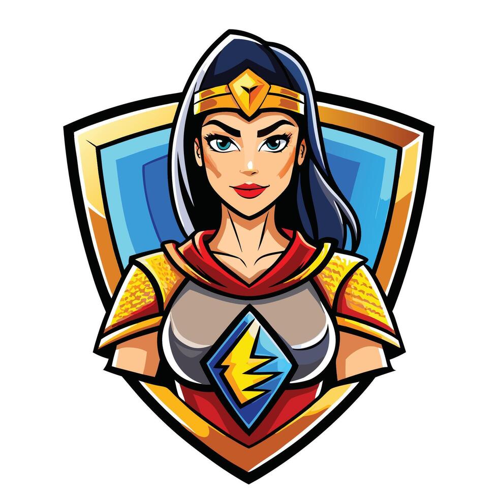 Powerful female warrior character design vector