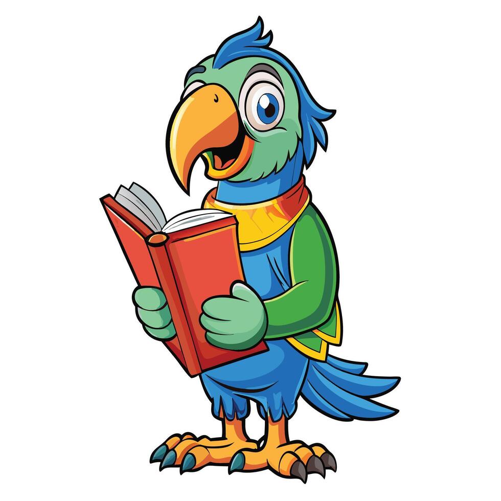 Parrot holding a book vector