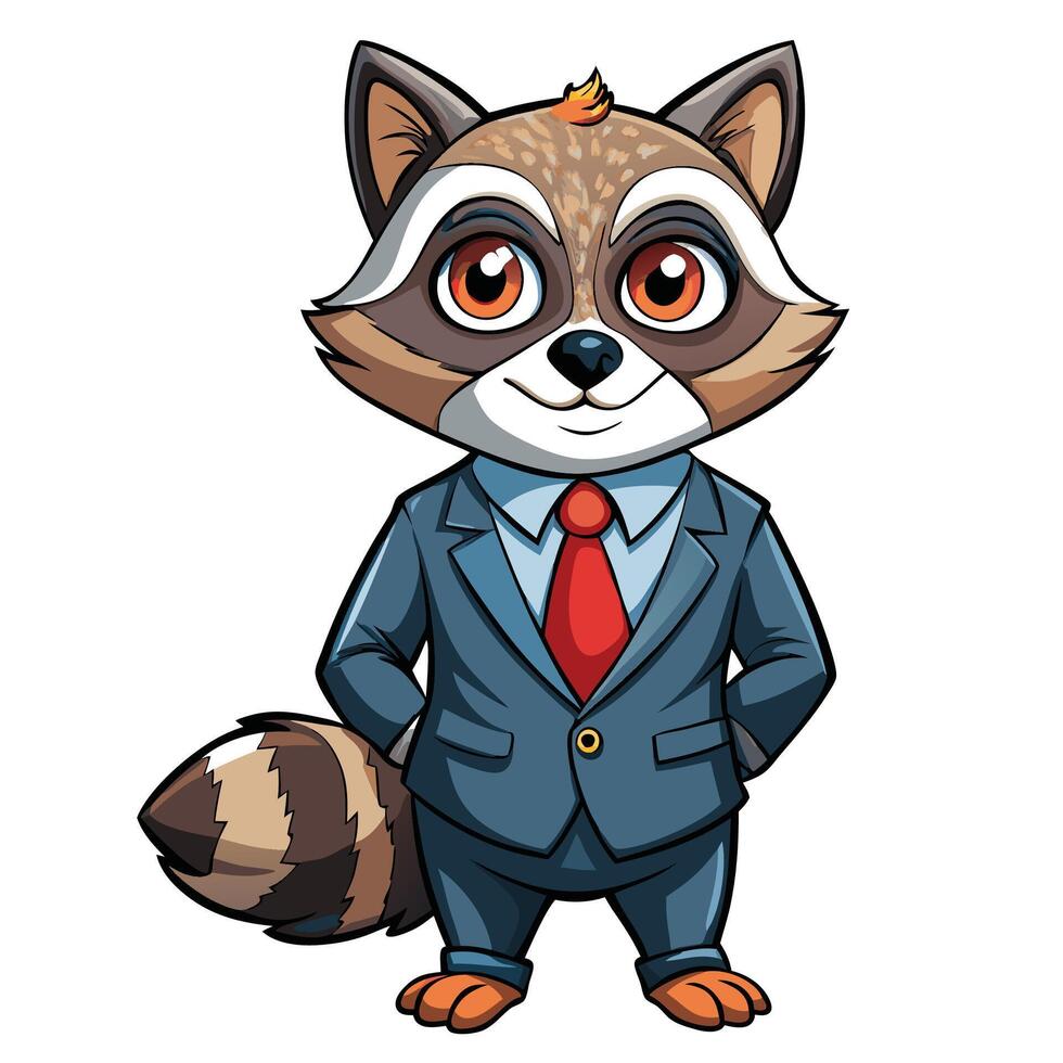 a cartoon raccoon in a suit and tie vector