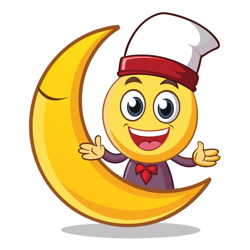 Smiling moon character wearing a nightcap vector