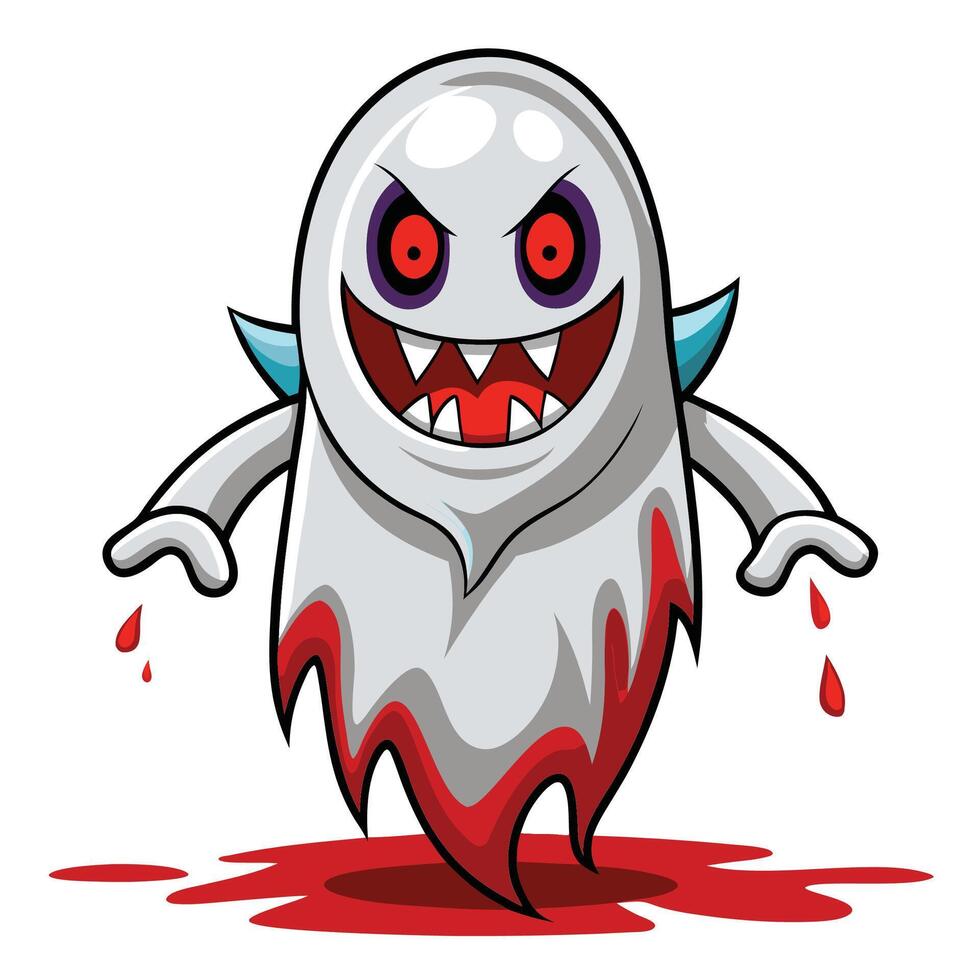 a cartoon ghost with blood on its face vector