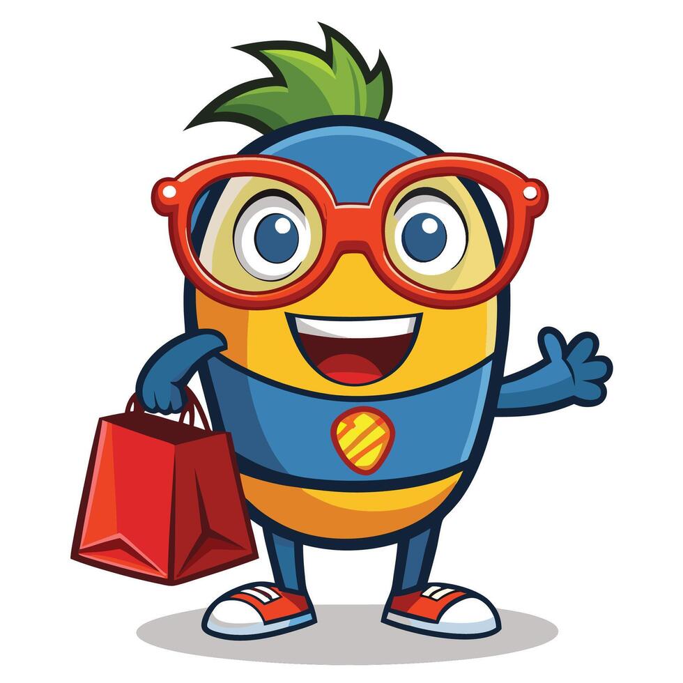 Super Fruit with Shopping Bag vector