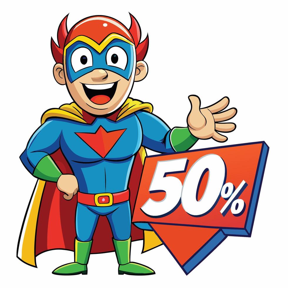 Superhero offering a discount vector