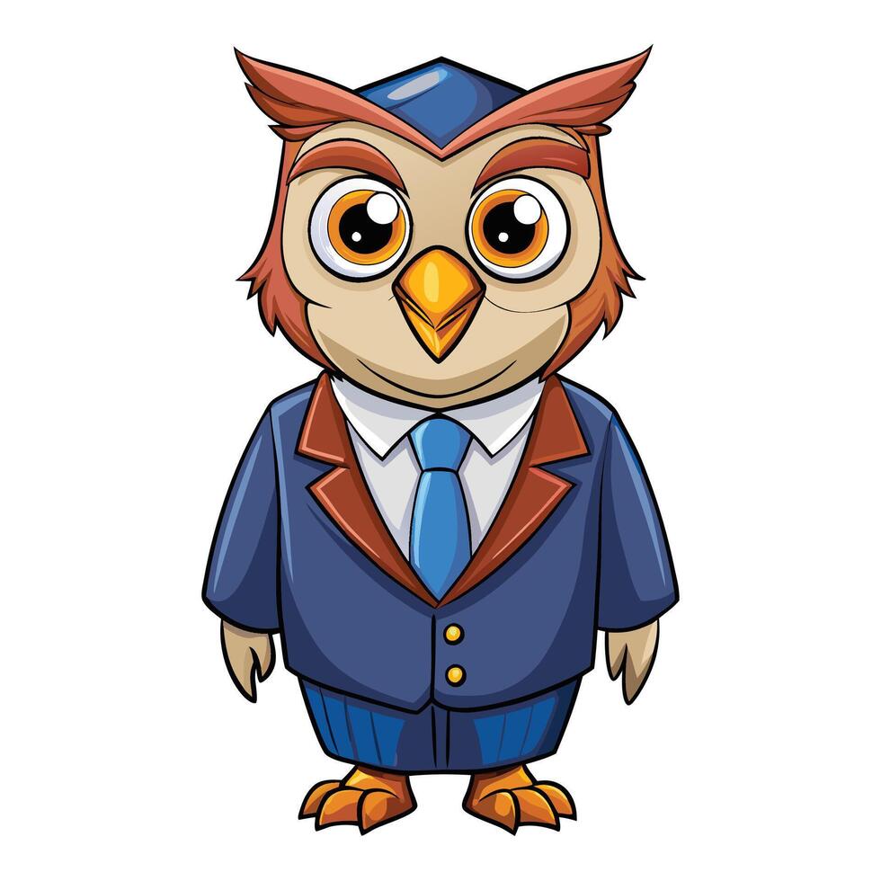 Wise owl in formal attire vector
