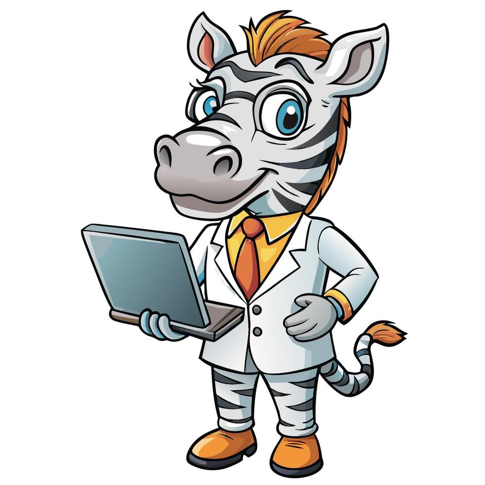Zebra Doctor with Laptop vector