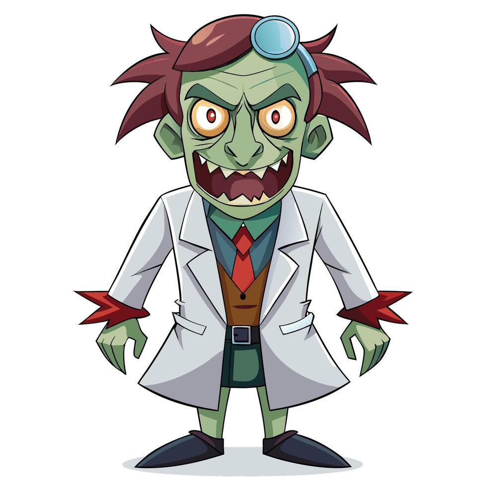 Zombie scientist with a sinister grin vector